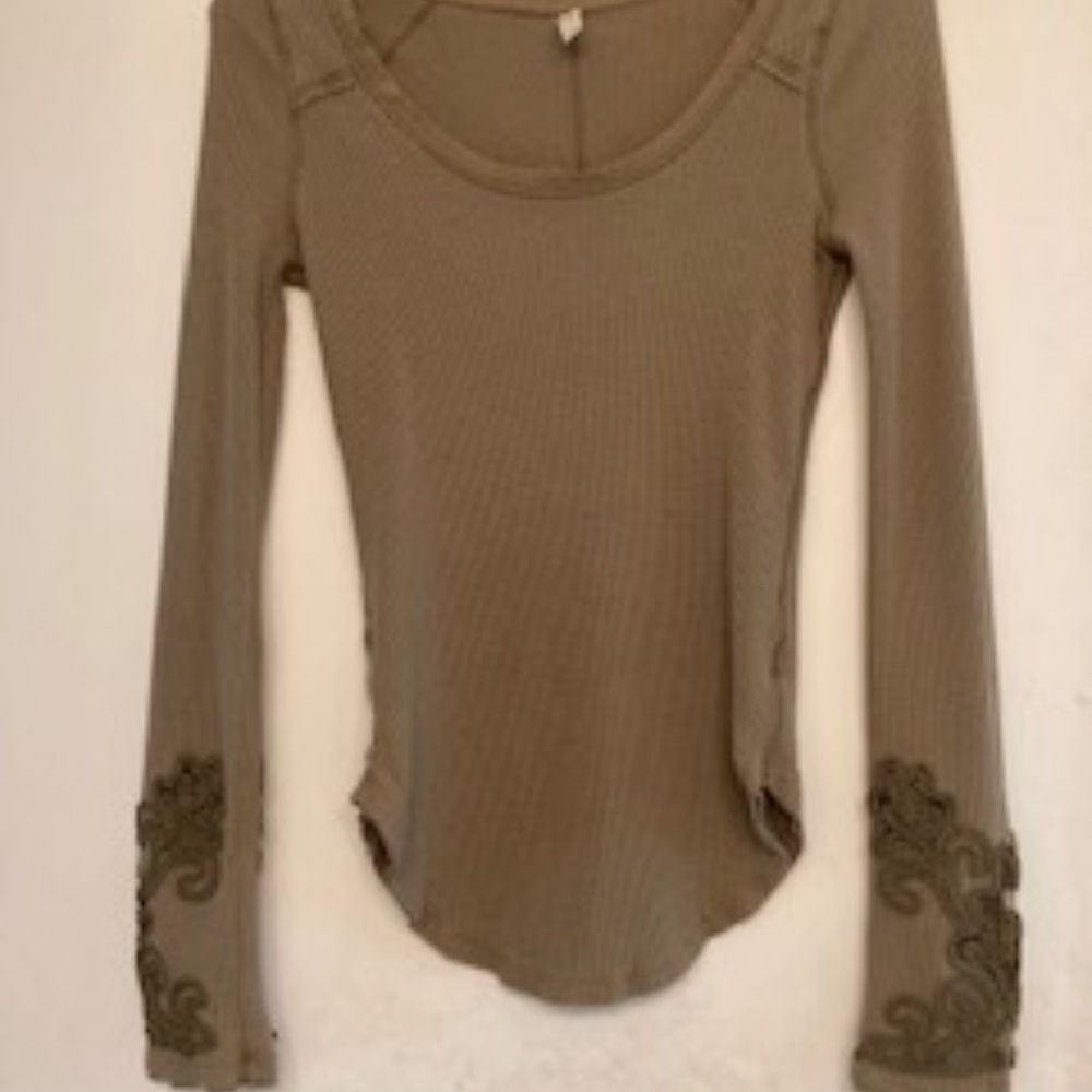 Free people olive long sleeve top
